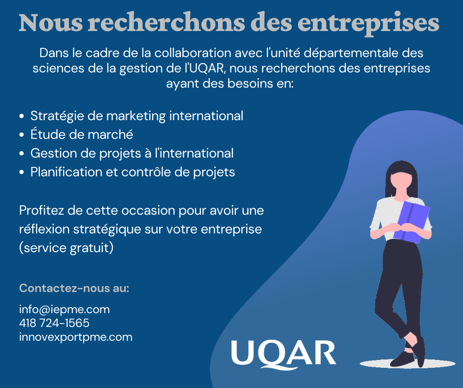 Collaboration Innov & Export PME – UQAR | À la recherche d’entreprises